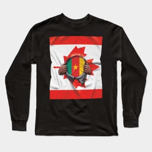 Cameroon Flag Canadian Flag Ripped - Gift for Cameroonian From Cameroon Long Sleeve T-Shirt